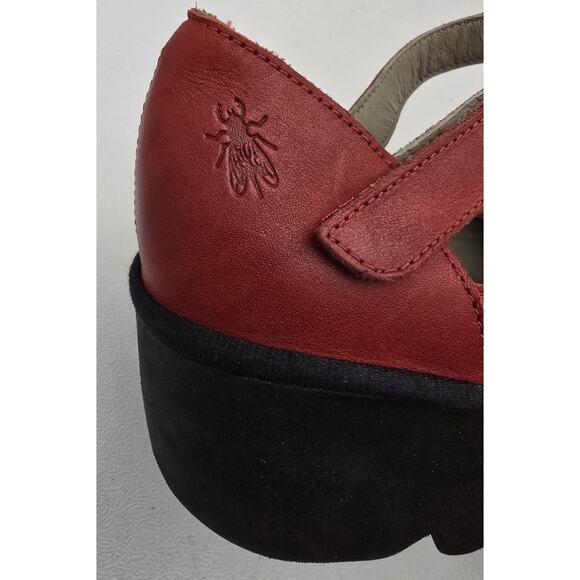 FLY London Leather Closed Toe Ankle Strap Shoes Red VILY161FLY Sz 42 US 11 - Picture 8 of 12